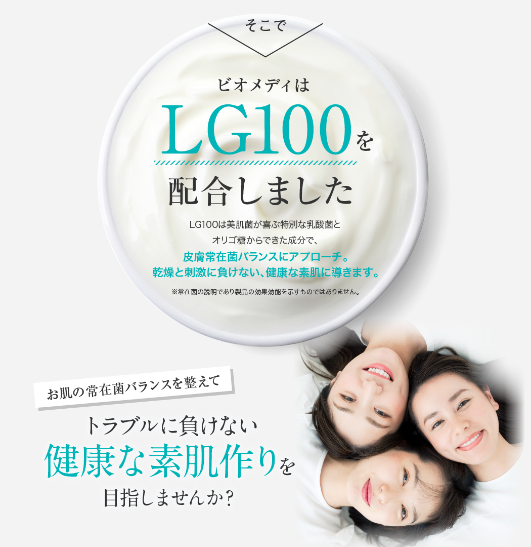 そこで、ビオメディはLG100を配合しました